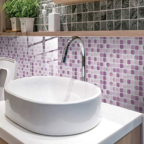 Tunkence 10 Pieces Self Adhesive Metal Mosaic Tiles Stick On Tile For Kitchen And Bathroom 3D Self Adhesive Tiles For Bathroom Kitchen Wall Tile Edges #TOP3