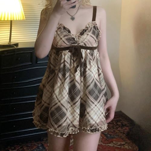Vestido mini a cuadros bonito y sencillo que combina con todo 3