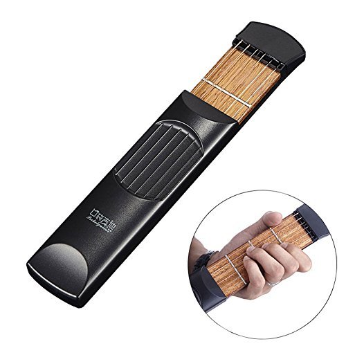Bestmaple Portable Pocket Guitar Practice Tool Gadget Guitar Chord Trainer 6 Fret Black