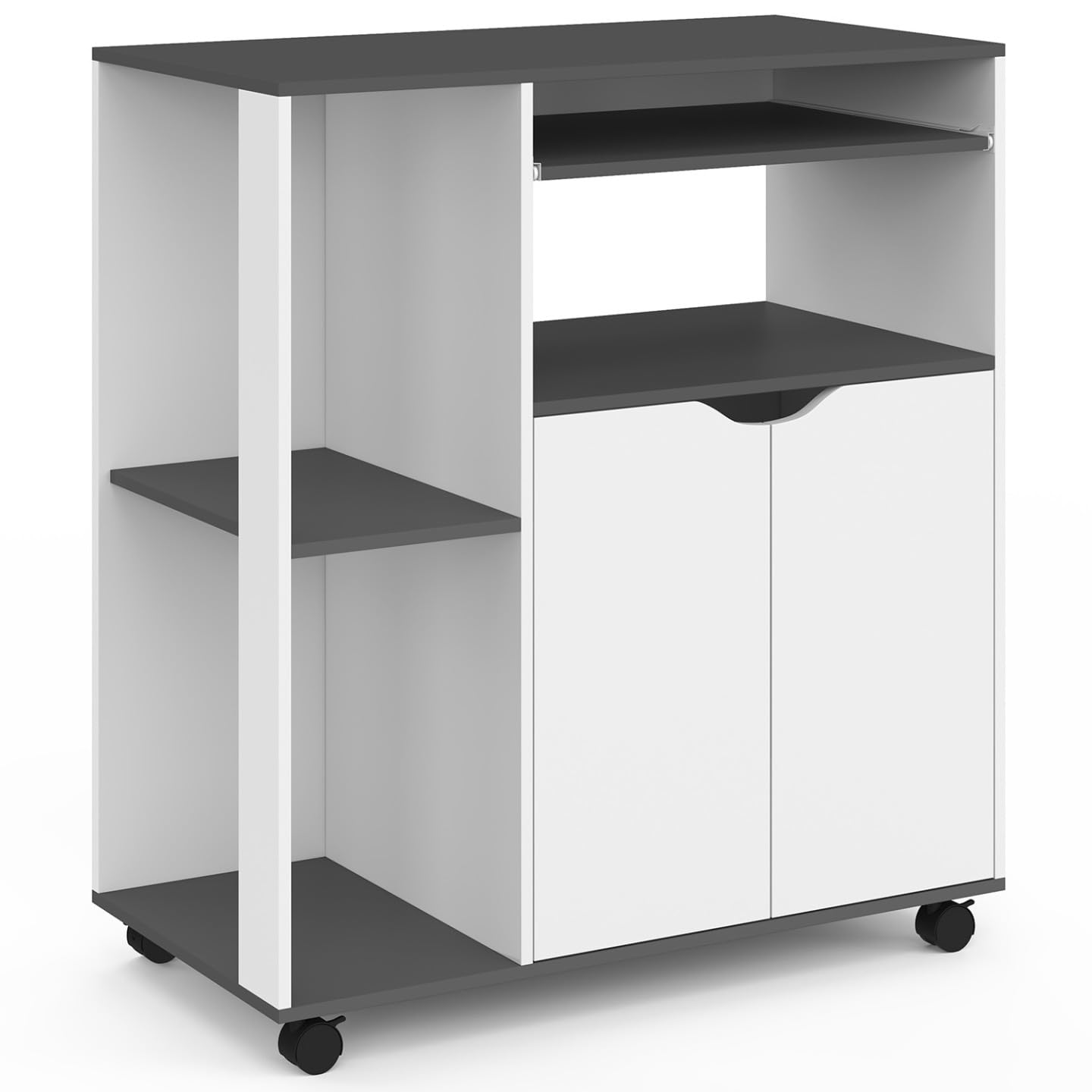IDMarket - Aparador COSI, de madera blanca y tablero gris, 76 cm de largo