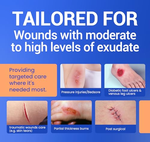 Image of Large Waterproof Bandages 2X5 Silicone Foam Dressing Sensitive Skin, 10 PCS