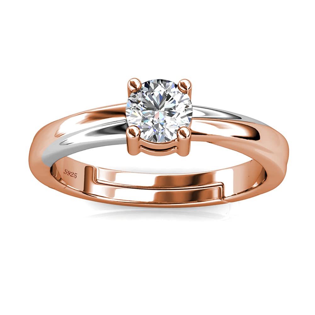 Anello Fidanzamentoda Donna in Argento Oro Rosa Massiccio 925 Solitario con Diamante Moissanite 0,6 ct