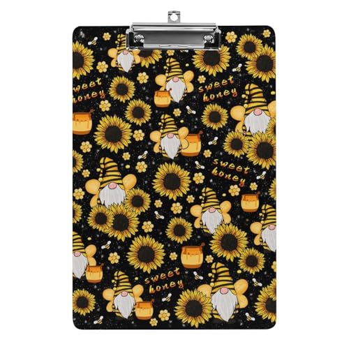 愛い ミツバチ ひまわり 黄色 会議パッド アクリル板 ワードパッド ライティングパッド プレートクランプ フォルダーボード 壁掛け 便利 文房具 クリップホルダ ルーズリーフバインダー フォルダ 書類ホルダー 用箋挟み A4 オフィス用品