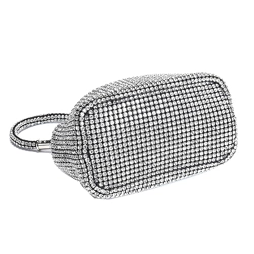 Bolso tipo cubo para mujer con diamantes completos, bolso de noche con estrás, clutch brillante para fiesta, promoción, cóctel y boda miniatura 5