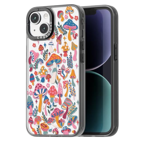 Coque iPhone 15 motif champignon noir 6,1 pouces pour femme et fille