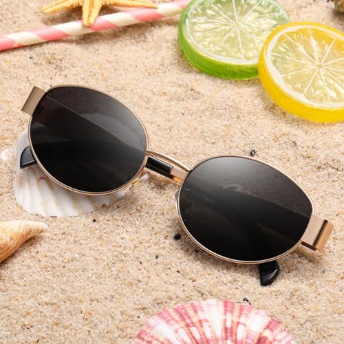 DUSHINE Retro Oval Sunglasses for Women Men Classic Shades UV400 Protection3