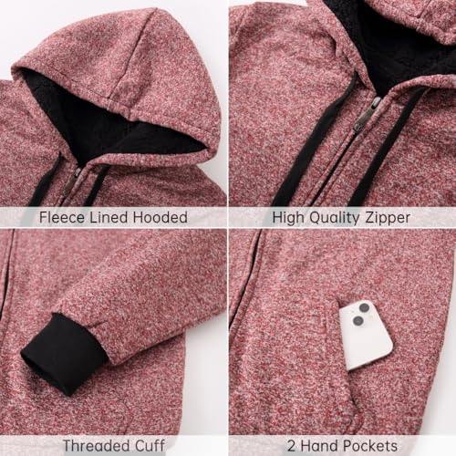 Image of LeeHanTon Sherpa Lined Hoodies for Men Heavyweight Full Zip Up Sweatshirt Thick Fleece Winter Warm Work Jackets Plus Size