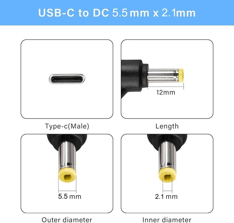 USB C to 5.5x2.1 mm Adapter, Artilits 12V USB C DC Adapter 5.5 x 2.1mm Made for Power Bank, LED Desk Lamp, Small Fan, Starlink Mini, Foldable Solar image 4
