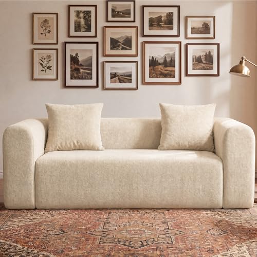 Image of Claiks 71 inch Boneless Cloud Couch, Deep Seat Loveseat, Beige