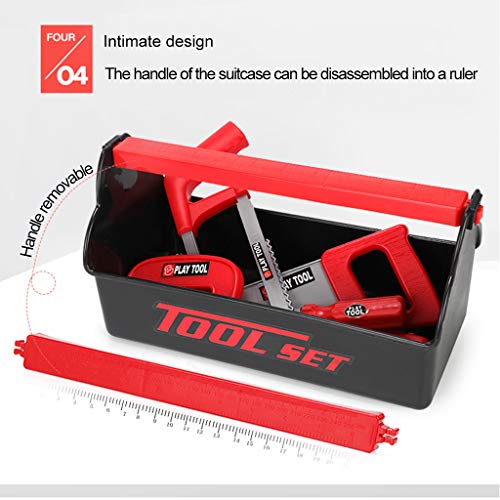FD Toy Tool, FunDiscount 54 Pieces Kids Construction Toolbox Toy, Toddlers Pretend Play Yardwork Lawn Garden Equipment Tool Box Set Toy Tools for Age 3 4 5 6 7 8 9 Year Old Boys (Red) - Thumbnail 3