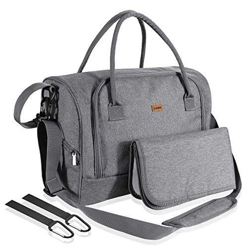 Lictin Borsa Fasciatoio Pannolino Borsa Passeggino - Borsa per Passeggino con Gancio e Pannolino Impermeabile Pad per Mamma e Papà
