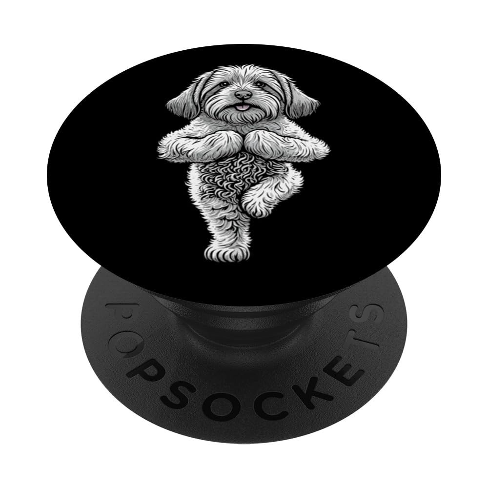 Coton de Tulear Yoga Dog Puppy Funny Dogs Tree Pose Asana PopSockets Standard PopGrip