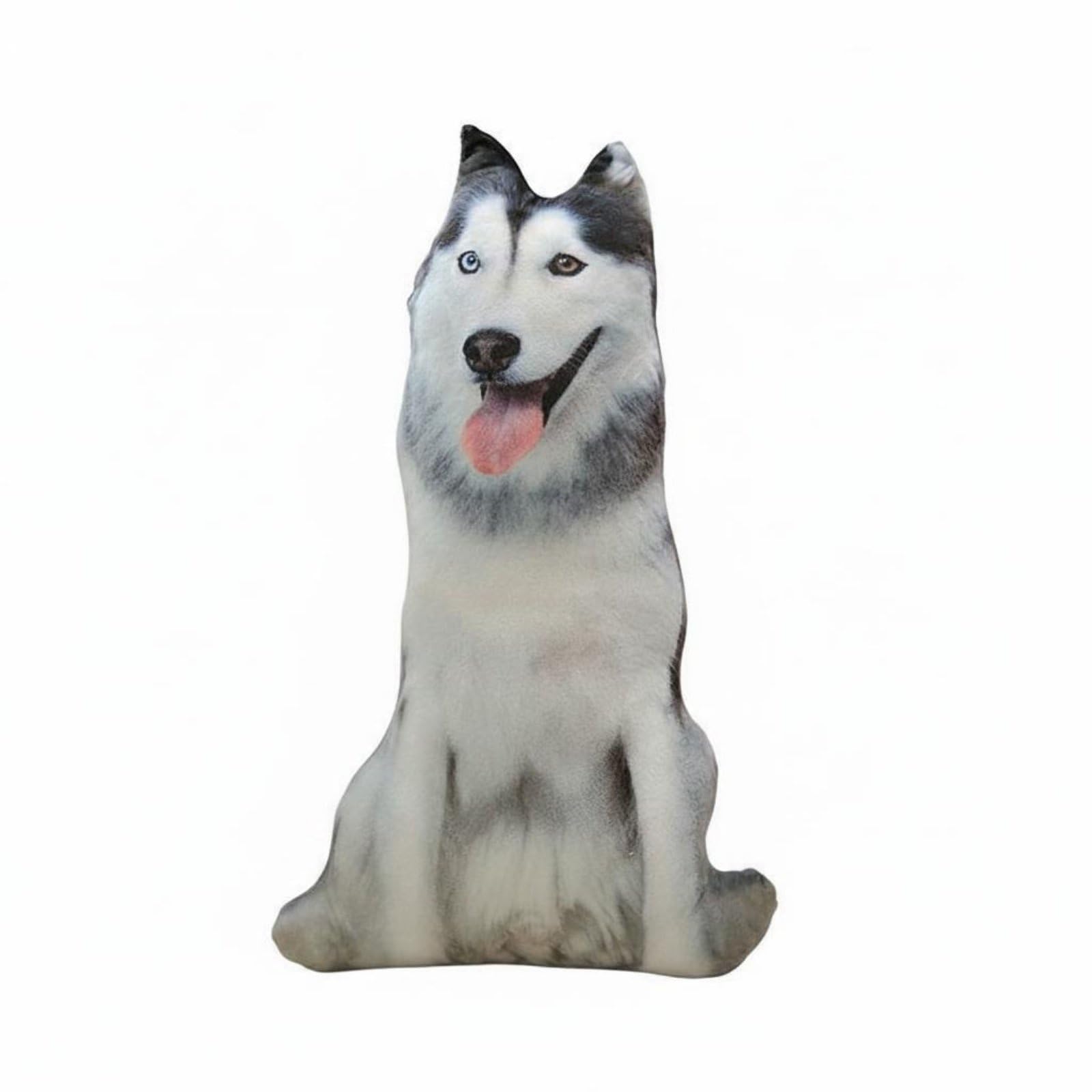 Cuscino Decorativo Cane Realistico Peluche Morbido Animaletto Realistico Stampato 3D Imbottito con Peluche Corto E Cotone PP con Cerniera Adatto a, Husky, 90 Cm
