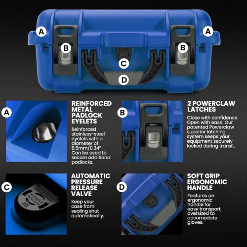Image of NANUK 915 Empty Hard Case, IP67 Waterproof, Dustproof and Impact Resistant, 13.8 inch x 9.3 inch x 6.2 inch - Rugged Construction for Ultimate Protection, Made in Canada - Blue