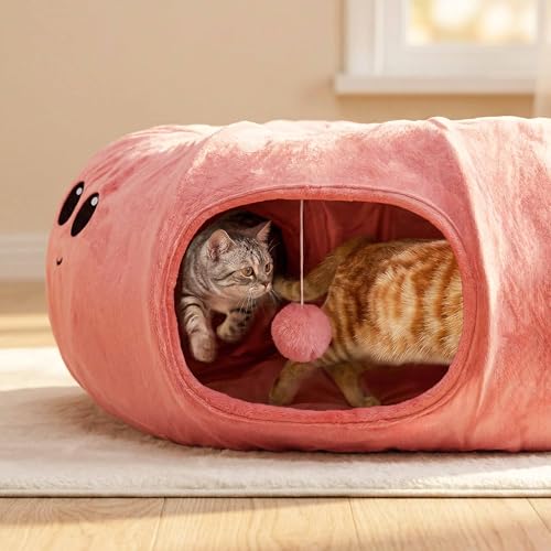Image of Cat Tunnel Bed with 20 Cat Toys, Collapsible Play Tunnel for Indoor Cats, Kitten Toys for Indoor Kittens, Octopus Shaped