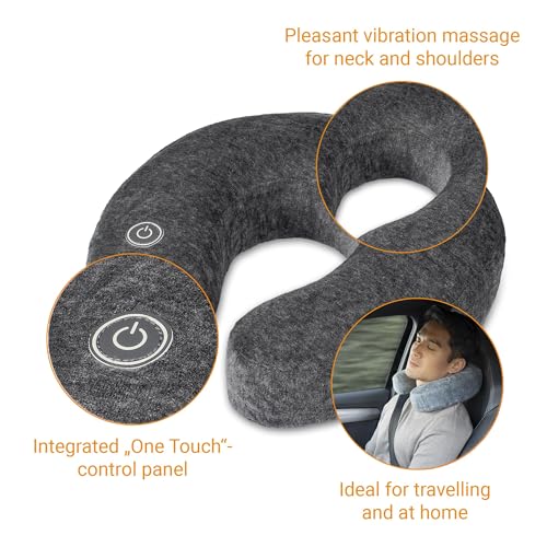 Medisana NM 870 Masajeador de cuello, Masaje vibratorio para cuello y hombros, Media luna para el cuello, Bienestar para el hogar, La oficina o para llevar, Con panel de control integrado, Gris - imagen 4