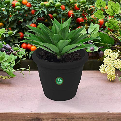 TrustBasket UV Treated Plastic Round Pot (6 Inches) -Black Color - Set of 6 | Heavy Duty Highly Durable Plant containerGamla for Indoor Home Decor & Outdoor Balcony Garden