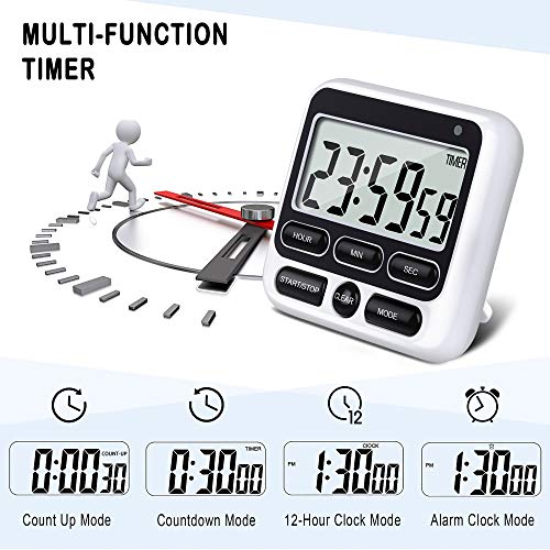 4-in-1 Digital Timer with Count Up/Down, Clock & Alarm, Ring & Silent Modes - Image 4