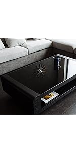 Amazon.co.jp: lushroom センターテーブル モダン ガラス 黒 120