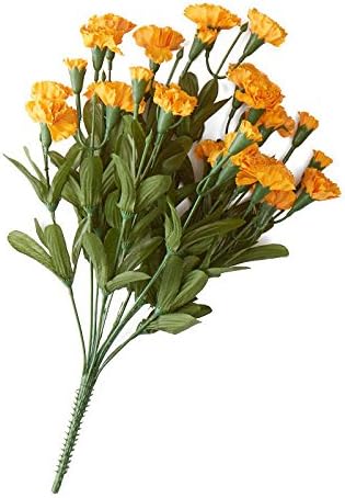 Factory Direct Craft Golden Yellow Poly Silk Carnation Bud Bush | for Indoor Decor