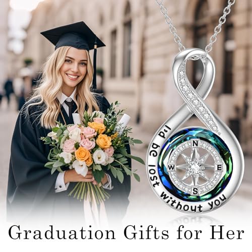 TOUPOP Compass Necklace for Women Sterling Silver I'd be Lost without You Necklaces Wedding Anniversary Jewelry Graduation Birthday Gifts for Her Wife Girlfriend2