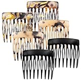 6 Stück Haarkamm zum Stecken, Mini Steckkamm Haare Haarklammer Vintage Französische Seitenkämme Aus Celluloseacetat Klein Spaltzahn Französische Haar Seitenkämme(Schwarz, Schildpatt)