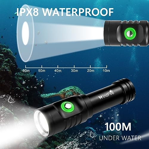 WINDFIRE Scuba Diving Flashlight, 5000 Lumen Super