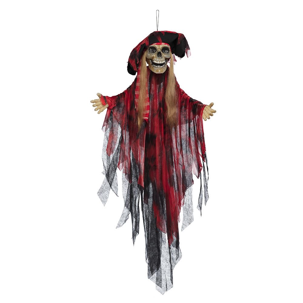 Boland - Wisząca dekoracja grozy z diodami LED, ruchem i dźwiękiem, zasilana bateryjnie dekoracja na imprezy tematyczne i Halloween