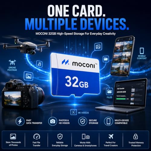 Image of 32GB Memory Card with SD Adapter, Grade U-3 /A1 /V30 Class 10, Up to 70 Mbps Reading & 150 Mbps Writing Speed with High Performance of Data Transfer (32, GB)
