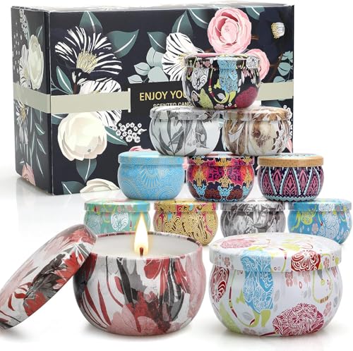 Velas Aromáticas Decorativas Juegos da 12 Packs, Velas Perfumadas de Aromaterapia Cera de Soja para Mujer, Regalos de Lujo para Cumpleaños Baño Yoga, 160 Horas Día de San Valentín Dia de la Madre