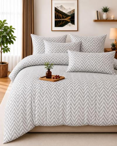 Image of NEW LEAF Cotton Fitted King Bedsheets with 2 Pillow Covers | Elastic Fitted | Wrinklefree | Ultrasoft |Winter Bedsheet 200 to 220 tc Floral | 78x72+10 Inches, Light Grey