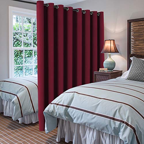 Image of H.VERSAILTEX Wide Width Thermal Insulated Blackout Curtain (100 inch Wide by 108 inch Length) - Antique Grommet Room Divider (100% Privacy) - Burgundy - 9ft Tall by 8.5 ft Wide