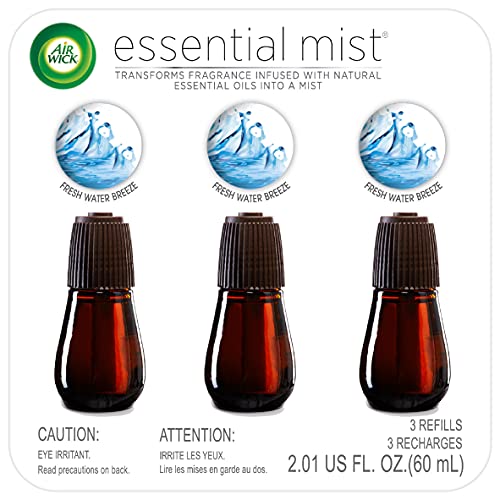 Air Wick Essential Mist, 3 Refills, Fresh Waters, Essential Oils Diffuser, Air Freshener, 2.01 Fl Oz Air Wick Essential Mist, 3 Refills, Fresh Waters, Essential Oils Diffuser, Air Freshener, 2.01 Fl Oz