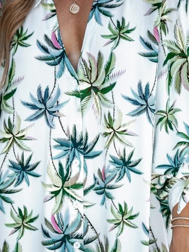 Image of CUPSHE Women Mini Summer Dress Cover Up Oversize Floral Shirt 3 /4 Sleeve Cuff Tie Button Down Beach Dresses Cover Up Top