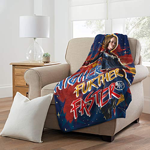 Marvel's Captain Marvel, "Higher, Further, Faster" Micro Raschel Throw Blanket, 46" X 60", Multi Color #TOP3