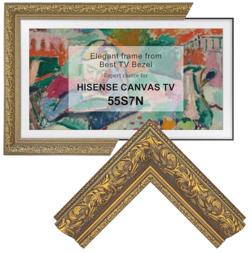 Stylespace Light Gold Frame For Hisense 55" Class S7 Canvas TV Series | Fits ONLY Hisense 55S7N or 55S7S, not for other TV models ; Wall-mounted TV required; 3.75" in wide, 3" in overhang