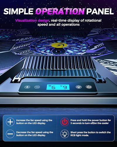 Image of ChillCore RGB Laptop Cooling Pad, Gaming Laptop Fan Cooling Pad 9 Fans for 15.6-19.3 Inch Laptops, Laptop Cooler with 8 Height Stands, 2 USB Ports - A21 Pattern
