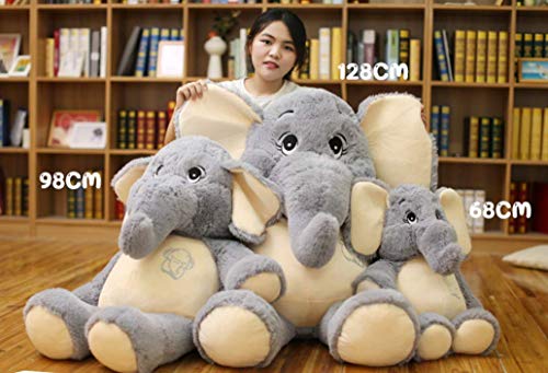 Annco 68cm-128cm Elefanten-Plüschspielzeug, niedliches, beruhigendes Elefantentier, Stoffpuppe, Bettdekoration, Kissen, Elefanten-Stofftier (98cm, Gray)