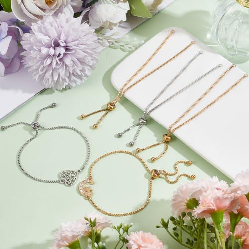 SUNNYCLUE 1 Box 8Pcs Slider Bracelet Chains Slider Bracelet 304 Stainless Steel Slider Bracelets Bulk Adjustable Bracelet Chain Extender Chain for jewellery Making Chains DIY Bracelets Women Supplies - Image 4