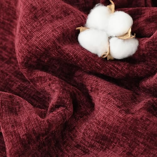 Image of CaliTime Pack of 2 Cozy Standard Pillow Shams Cases for Bed Bedding Decoration Solid Dyed Soft Chenille 20 X 26 Inches Burgundy