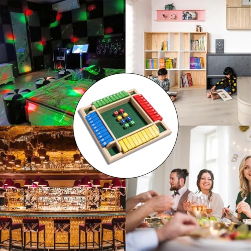 Image of Shut The Box Dice Game 1-4 Players 10 Numbers Wooden Dice Game Traditional Bar Table Mat Game Enhances Math and Decision-Making Skills for Kids and Adults