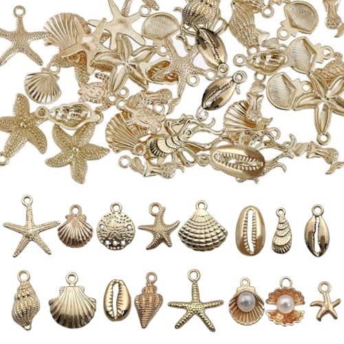EIHI 96 peças contas de concha de mar de estrela do mar, liga de esmalte pendentes, contas de concha falsos liga esmalte pendentes