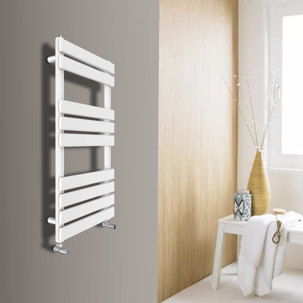 Warmehaus White Flat Panel Heated Towel Rail Radiator Ladder Rad 950 X 500Mm Bathroom Central Heating