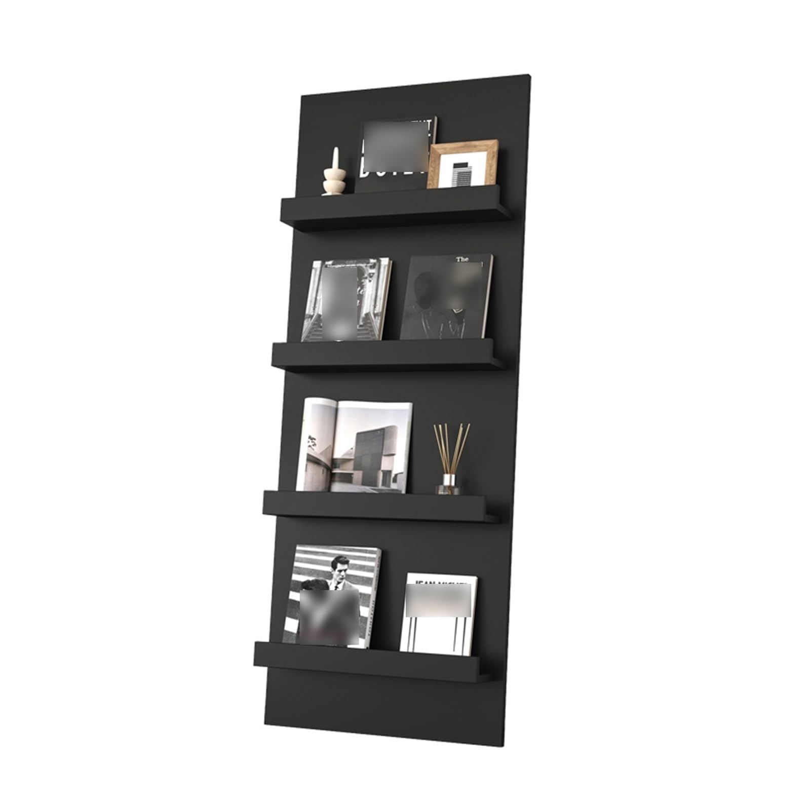 Revistero Independiente, Estantería De Madera, Organizador De Almacenamiento Para Pared, Portaperiódicos, Archivadores, Entrada De Oficina, Sala De Estar, Estudio(Black,24.80x62.99in/63x160CM)