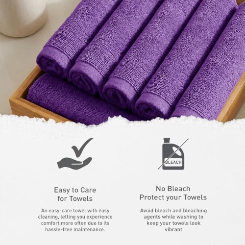 Image of MYTRIDENT Face Towel | Urban Comfort | Quick Drying | Travel Friendly | for Men /Women | 6 Pc Face Towel (30 cm x 30 cm) | 100% Cotton 450 GSM - Purple