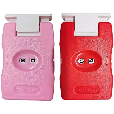 FFOFGFEM 2 Pcs Mini Crochet Stitch Counter Knitting Row Manual Crocheting for Sweater Needle Tools DIY Counting, Red, Pink Cover