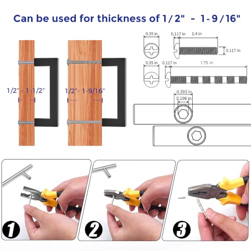 Image of Ravinte 30 Pack Kitchen Matte Black Cabinet Handles 3-1 /2 Inch Hole Center Stainless Steel Square Cabinet Pulls for Dresser Drawer Cupboard Handles with Screwdriver