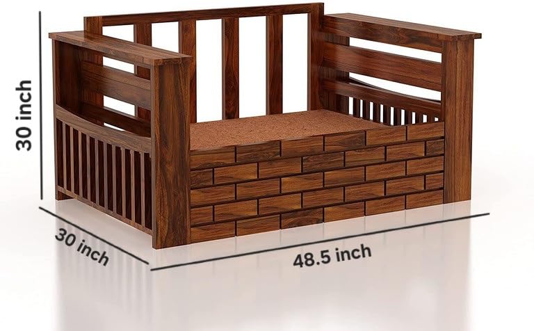 Image of Solid Sheesham Wood Sofa Cum Bed 2 Seater | Wooden Foldable Double Bed for Living Room with Headboard & Storage | Bed Cum Sofa with Mattress for Bedroom Furniture (Honey Finish)