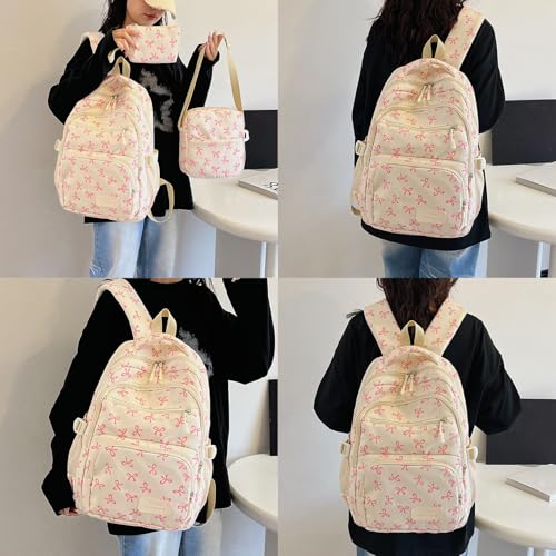 Dreamy Bow Backpack for Girls with Meal-Ready Pockets, Coquette Bow Backpack - Cute Comfy Everyday Essential Set (Bow/A/)4