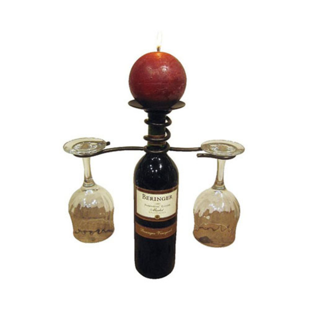 Iron Wine Bottle Topper Candle Holder Finish: Meteor